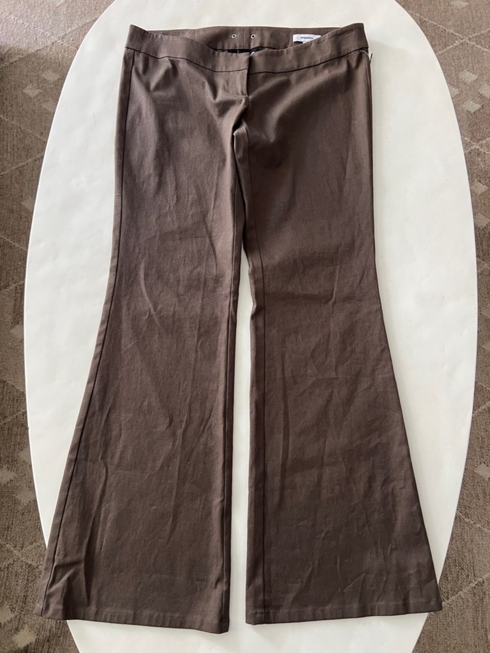 miaou y2k 90s low rise cotton flare pants taupe brown small